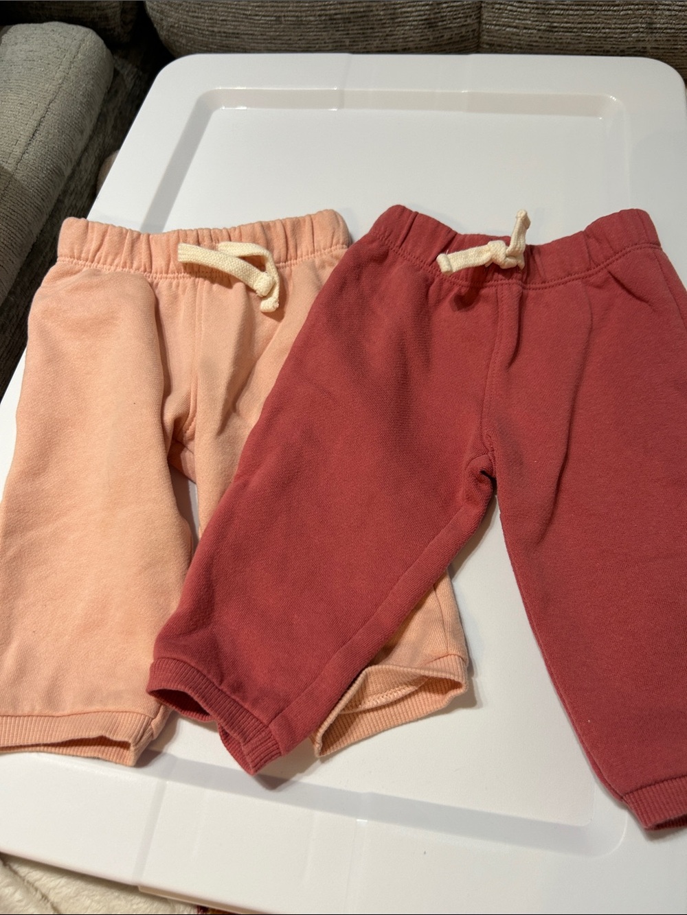 Baby Drawstring Jogger Pants - light and dark pink